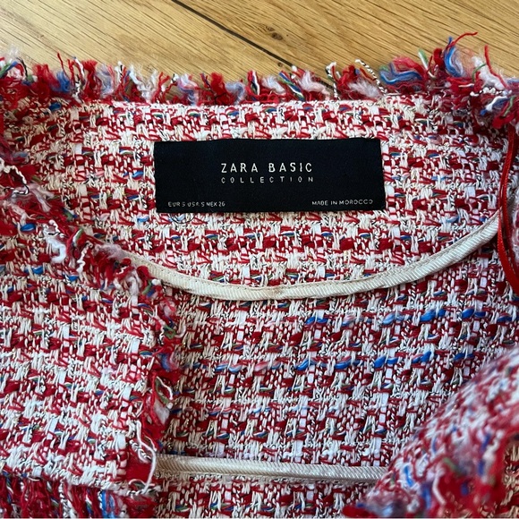 ZARA Basic Collection Red Tweed Fringe Jacket (Small) NWT - Picture 5 of 6